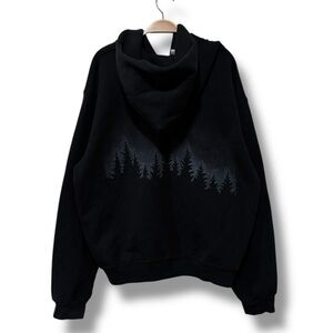 AKIMBO Limited Edition Tree Graphic Cotton Oversized Zip Up Hoodie Jacket Large